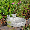 Wildlife World Fleckstone Vogelbad – Compact Beton Vogelbad met 2 Decoratieve Vogels (Ø 22 cm)