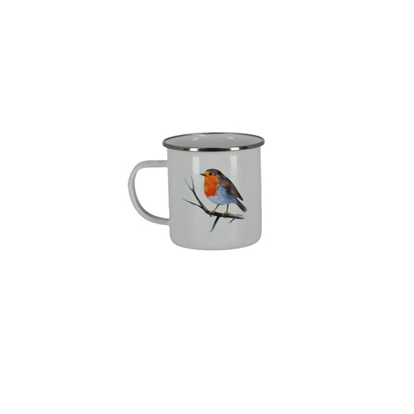 Emaille mok aquarel vogel – design 4, aanzicht 6