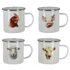Emaille mok aquarel boerderijdier Esschert Design – assortiment van 4 designs