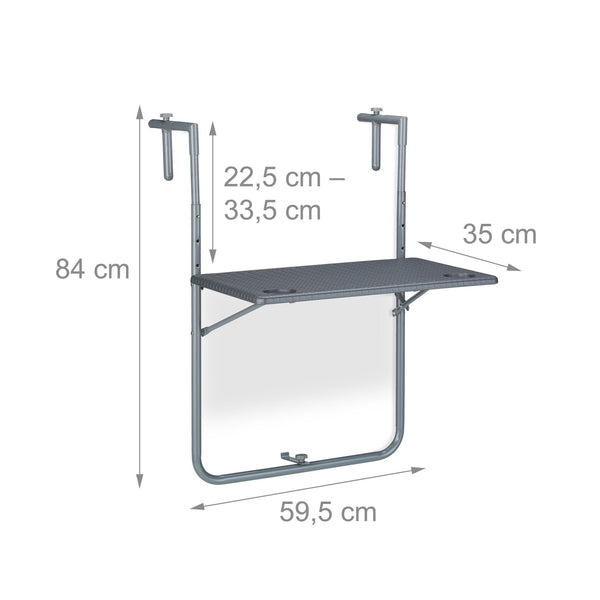 Grijze hangtafel balkon inklapbaar