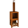 Terrace heater with wood storage rust
