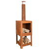 Terrace heater with wood storage rust
