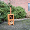 Terrace heater with wood storage rust