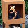 Terrace heater with wood storage rust