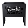 Rectangular fire basket with deer
