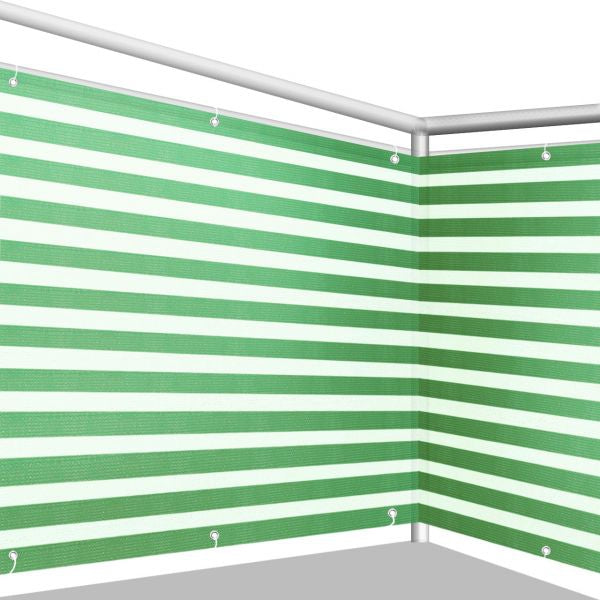 Balkondoek groen/wit 300x90cm